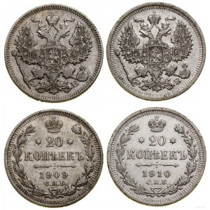 Rosja, zestaw 10 monet, 1899-1915, Petersburg