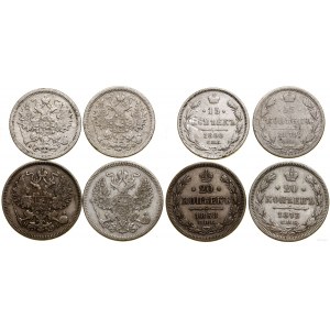 Rosja, zestaw 4 monet, 1868-1890, Petersburg