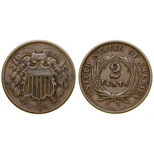 Spojené státy americké (USA), 2 centy, 1864, Philadelphia