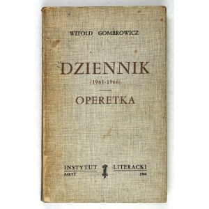 GOMBROWICZ W. - Tagebuch (1961-1966). Operette. 1. Aufl. 1966.