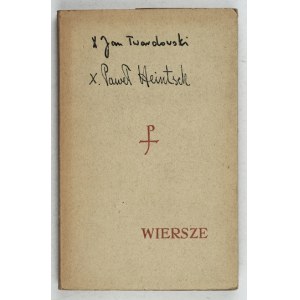 TWARDOWSKI Jan - Wiersze. Poznan 1959. Wyd. Pallottinum. 8, p. 88. pamphlet. [und mitveröffentlicht....
