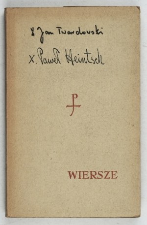 TWARDOWSKI Jan - Poems. Poznan 1959, Pallottinum Publishing House. 8, p. 88. brochure. [and co-published....
