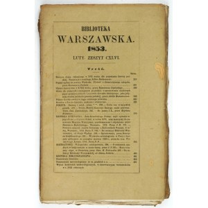 BIBLIOTEKA Warszawska. R. 1853, zošit 146: február