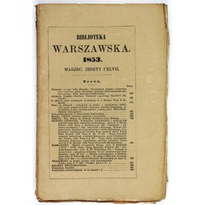 BIBLIOTEKA Warszawska. R. 1853, Notizbuch 147: März