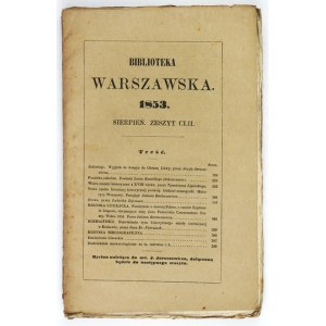 BIBLIOTEKA Warszawska. R. 1853, Notizbuch 152: August