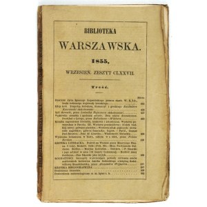 BIBLIOTEKA Warszawska. R. 1855, Notizbuch 177: September