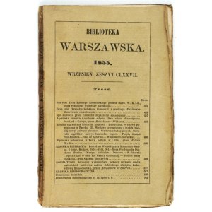 BIBLIOTEKA Warszawska. R. 1855, sešit 177: září