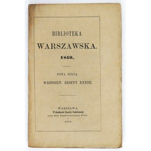 BIBLIOTEKA Warszawska. R. 1859. neue serya, Heft 33: September