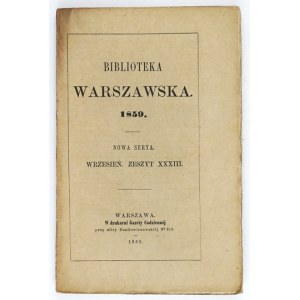 BIBLIOTEKA Warszawska. R. 1859. Nová serie, sešit 33: září