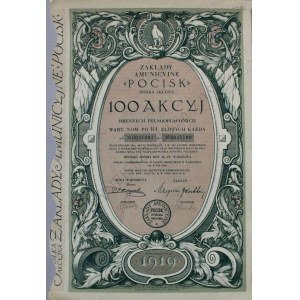 Zakłady Amunicyjne „Pocisk” S.A., 100 Akcji imiennych po 100 złotych każda (1932?)