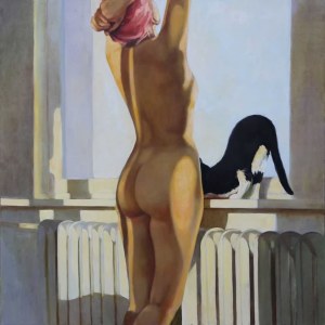 Ewelina Bluj, Nude with cat, 2022