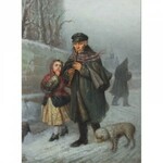 Julian Bończa Tomaszewski (1834 Petersburg - 1920 Nicea), Żebrak-klarnecista z dziewczynką i psem, 1868