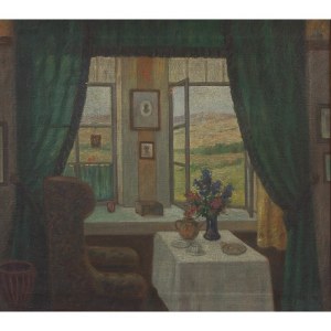 Georg Zenker (1869 - 1933), Widok salonu ze stolikiem przy oknie