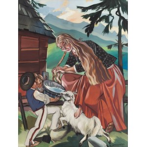 Zofia Stryjeńska (1891 Kraków - 1976 Genf), Tatra-Idylle, 1930er Jahre.