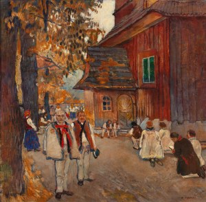 Władysław Jarocki (1879 Podhajczyki - 1965 Kraków), Górale przed kościołem