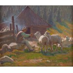 Zefiryn Ćwikliński (1871 Lwów - 1930 Zakopane), Góral z owcami, 1926