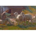 Zefiryn Ćwikliński (1871 Lviv - 1930 Zakopane), Highlander with sheep, 1926