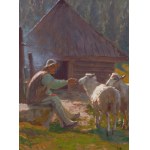 Zefiryn Ćwikliński (1871 Lviv - 1930 Zakopane), Highlander with sheep, 1926