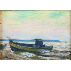 Władysław SERAFIN (1905-1988), Kuter rybacki na brzegu
