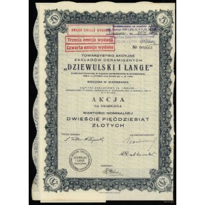 Polska, akcja na okaziciela o wartości 250 złotych, 1926, Warszawa