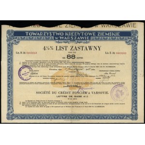 Poľsko, 4 1/2 % hypotekárny záložný list na 88 zlotých, 6.12.1935, Varšava