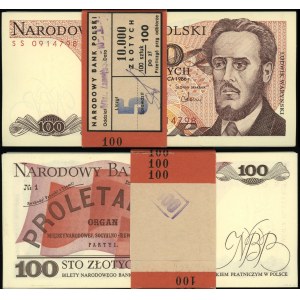 Polen, Packung mit 100 Stück x 100 Zloty mit NBP-Banderole, 1.06.1986