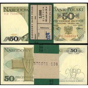 Poľsko, balík 100 kusov x 50 zlotých s banderolou NBP, 1.12.1988