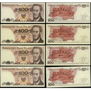 Poľsko, sada: 4 bankovky v nominálnej hodnote 100 zlotých, 1979-1988