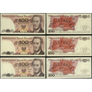 Polen, Satz: 3 100-Zloty-Banknoten, 1982-1988