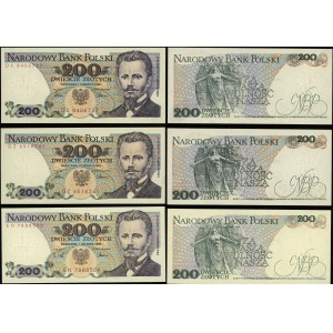 Polska, zestaw: 3 x 200 złotych, 1986-1988