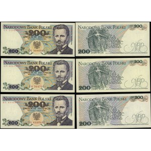 Polska, zestaw: 3 x 200 złotych, 1982-1988