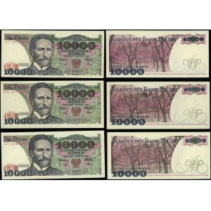 Polska, zestaw: 3 x 10.000 złotych, 1.12.1988