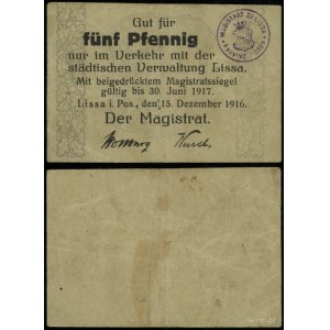 Greater Poland, 5 fenigs, valid from 15.12.1916 to 30.06.1917