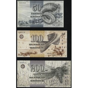 Faerské ostrovy, sada: 50, 100 a 200 korun, 2001-2003