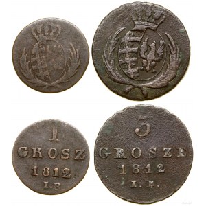Poland, set: 1 and 3 pennies, 1812 IB, Warsaw.