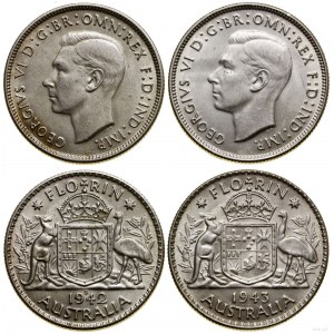 Austrálie, sada: 2 x florin, 1942 a 1943, Melbourne