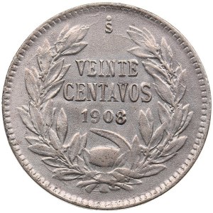 Chile 20 Centavos 1908 S