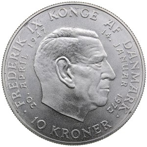 Denmark 10 Kroner 1972 - Margrethe II (1972- ) - Death of Frederik IX and Accession of Margrethe II