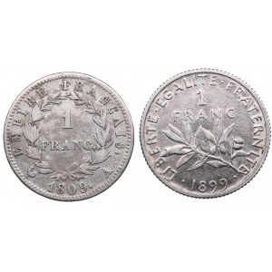 France 1 Francs 1809, 1899 (2)