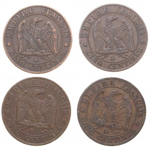 France 5 Centimes 1853, 1854, 1855, 1862 (4)