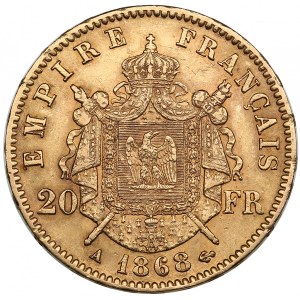 France 20 Francs 1868 A - Napoleon III (1852-1870)