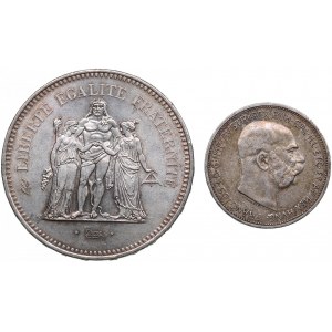 France 50 Francs 1977 & Austria 2 Corona 1912 (2)