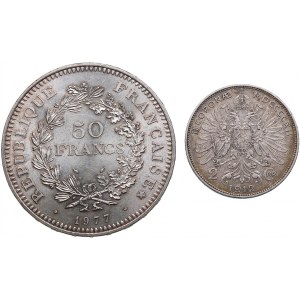 France 50 Francs 1977 & Austria 2 Corona 1912 (2)