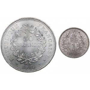 France 50 Francs 1975 & Austria 1 Corona 1915 (2)