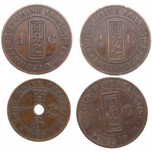 French Indo-China 1 Cent 1879, 1886, 1892, 1899 (4)