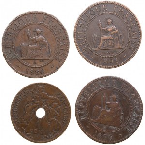 French Indo-China 1 Cent 1879, 1886, 1892, 1899 (4)