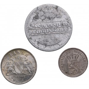 Germany 3 Kreuzer 1866, 1 Kreuzer 1870 & 50 Pfennig 1921 (3)