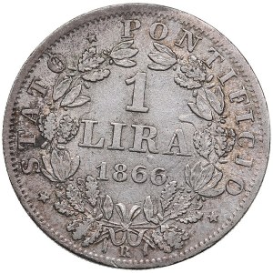 Italy, Papal States 1 Lira 1866 R - Pius IX (1846-1870)