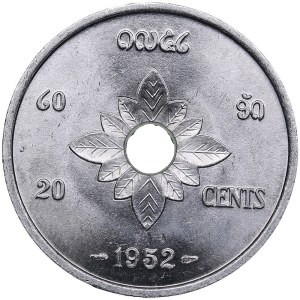 Laos 20 Cents 1952