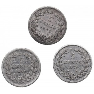 Netherlands 5 Cents 1850, 1869, 1879 (3)